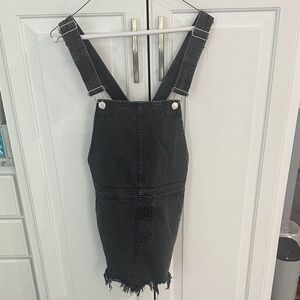 Free People Charcoal Denim Overalls